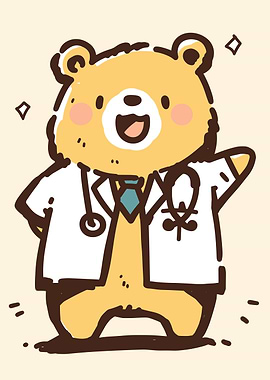 Cute doctor bear with stethoscope