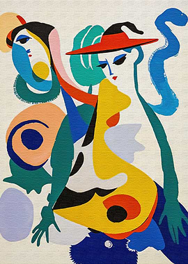 Abstract Surreal Figures Painting