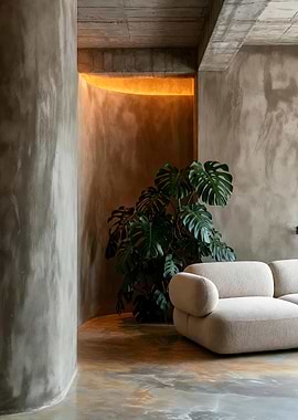 Modern Interior with Monstera Plant