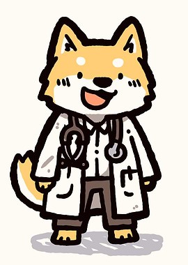 Cute Dog Doctor Cartoon