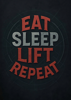 Eat Sleep Lift Repeat - Gym Motivation Typography Poster