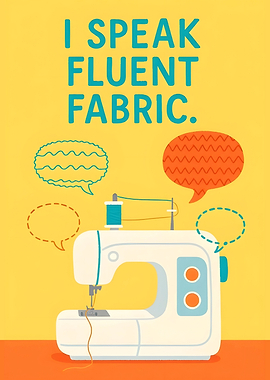 Sarcastic Sewing Machine with 'I Speak Fluent Fabric'