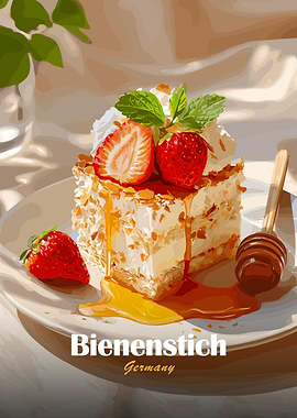 Bienenstich Cake with Strawberries