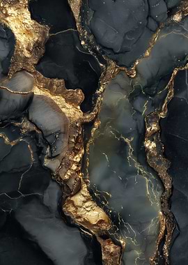 Dark Marble with Gold Veins