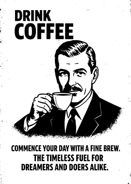 Drink Coffee Vintage Poster