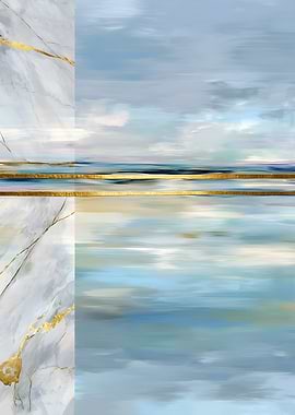 Abstract Landscape with Marble and Gold