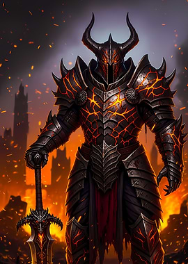 Fiery Knight with Demonic Sword
