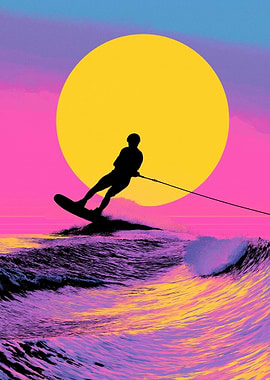 Wakeboarder at Sunset