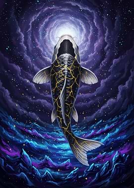 Cosmic Kintsugi Koi Fish