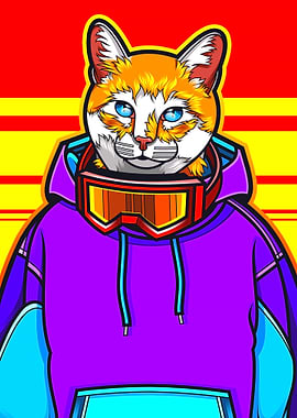 Pop Art Cat Portrait Poster: Urban Meow Style