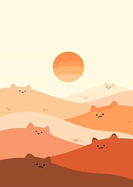 Cute Cats on Rolling Hills