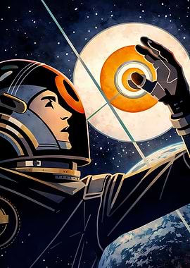Astronaut holding a celestial object