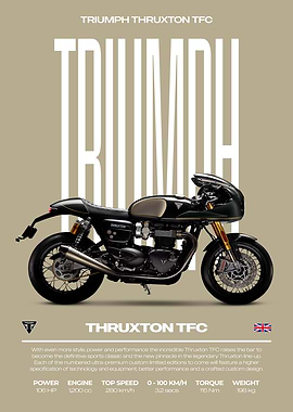 Triumph Thruxton TFC Motorcycle Poster