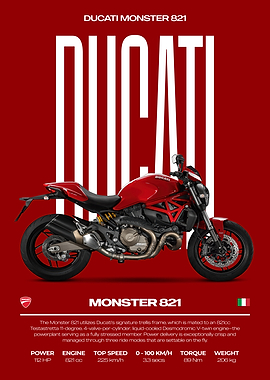Ducati Monster 821 Motorcycle Poster