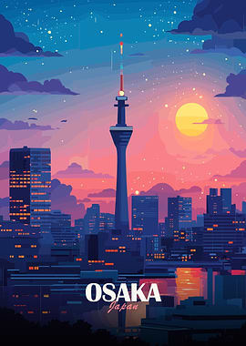 Osaka Cityscape at Sunset