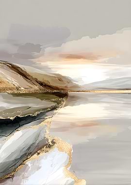 Abstract Landscape with Gold Accents