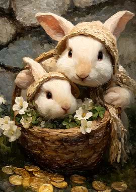 Two Bunnies in a Basket