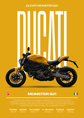Ducati Monster 821 Motorcycle Poster
