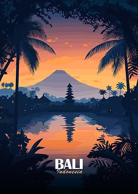 Bali Indonesia Sunset Landscape