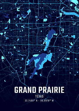 Grand Prairie Texas Midnight City Map