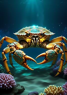 Golden Crab Underwater Scene