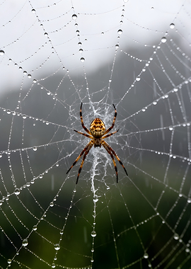 Spider on a Dewy Web