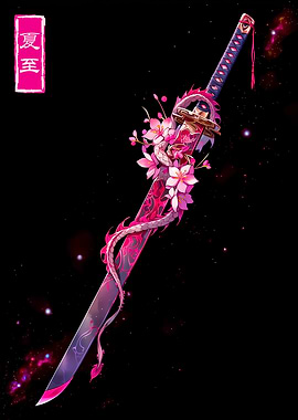 Dragon and Cherry Blossom Katana