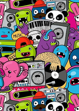 Doodle Monsters and Music Equipment