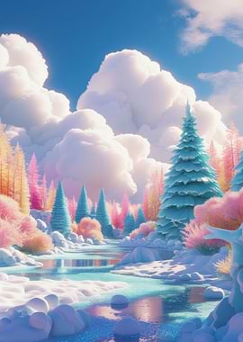 Whimsical Winter Wonderland Landscape