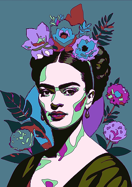 Frida Kahlo Geometric Pop Art Portrait