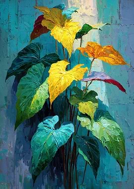 Vibrant Tropical Leaves Painting
