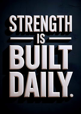Strength is Built Daily motivational text