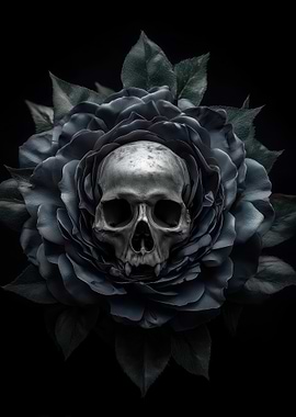 Skull in Dark Rose