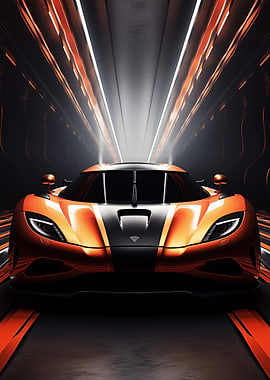 Orange Sports Car in Tunnel