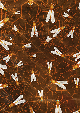 Grunge Mosquito Background Swarm Pattern