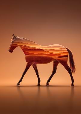 Horse with Desert Landscape Silhouette
