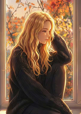 Woman by Autumn Window