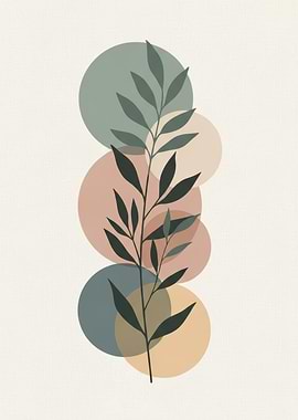 Botanical Abstract with Circles