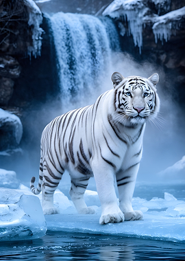 White Tiger in Icy Landscape