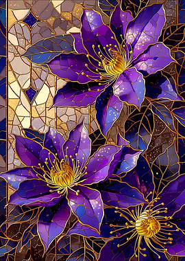 Stained Glass Clematis Flowers
