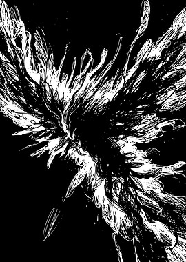 Abstract Black and White Bird