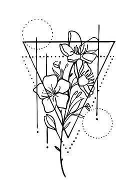 Geometric Floral Line Art