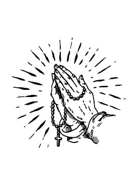 Praying Hands with Rosary Beads