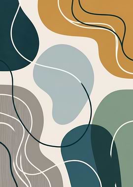 Abstract Organic Shapes with Lines