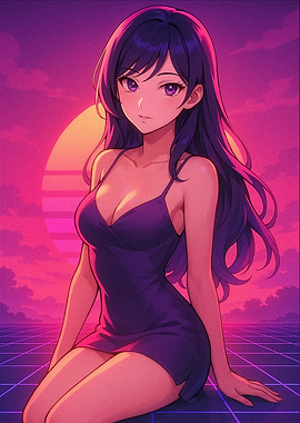 Anime Girl in Purple Dress