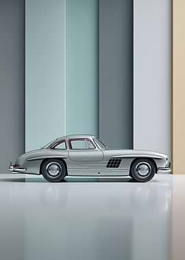 Mercedes-Benz 300 SL Gullwing - Classic Silver Sports Car Minimalism