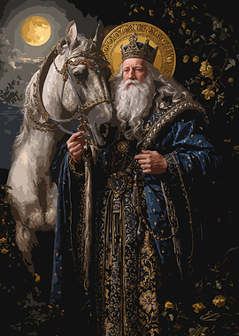 King Solomon with White Horse and Moon