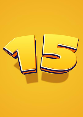 Yellow Number 15 with Shadow