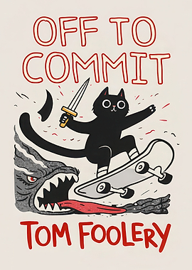 Cat on Skateboard Fighting Monster