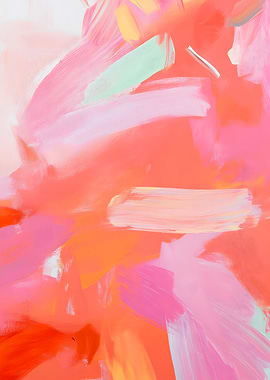 Abstract Brushstrokes in Pink and Orange